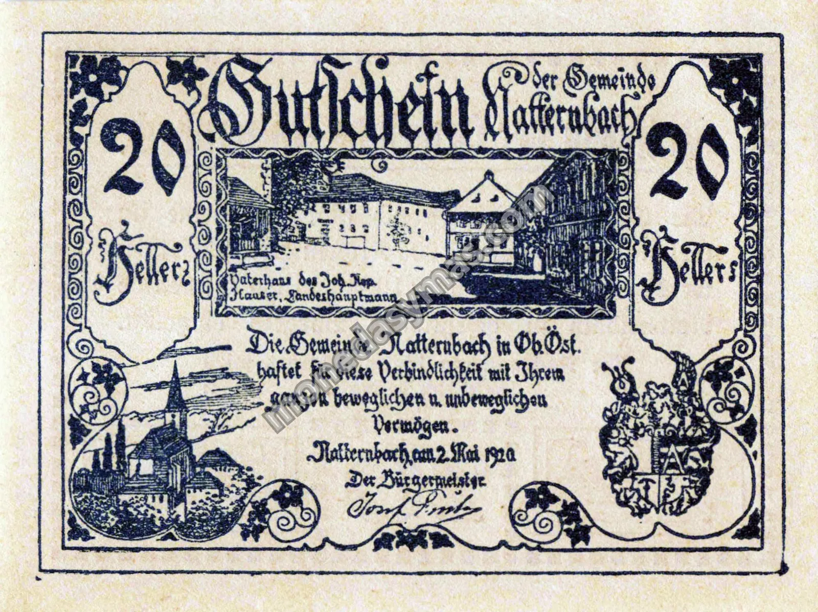 Austria Notgeld 20 Heller 1920 - Natternbach