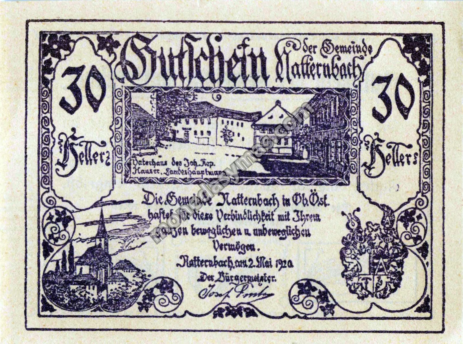 Austria Notgeld 30 Heller 1920 - Natternbach
