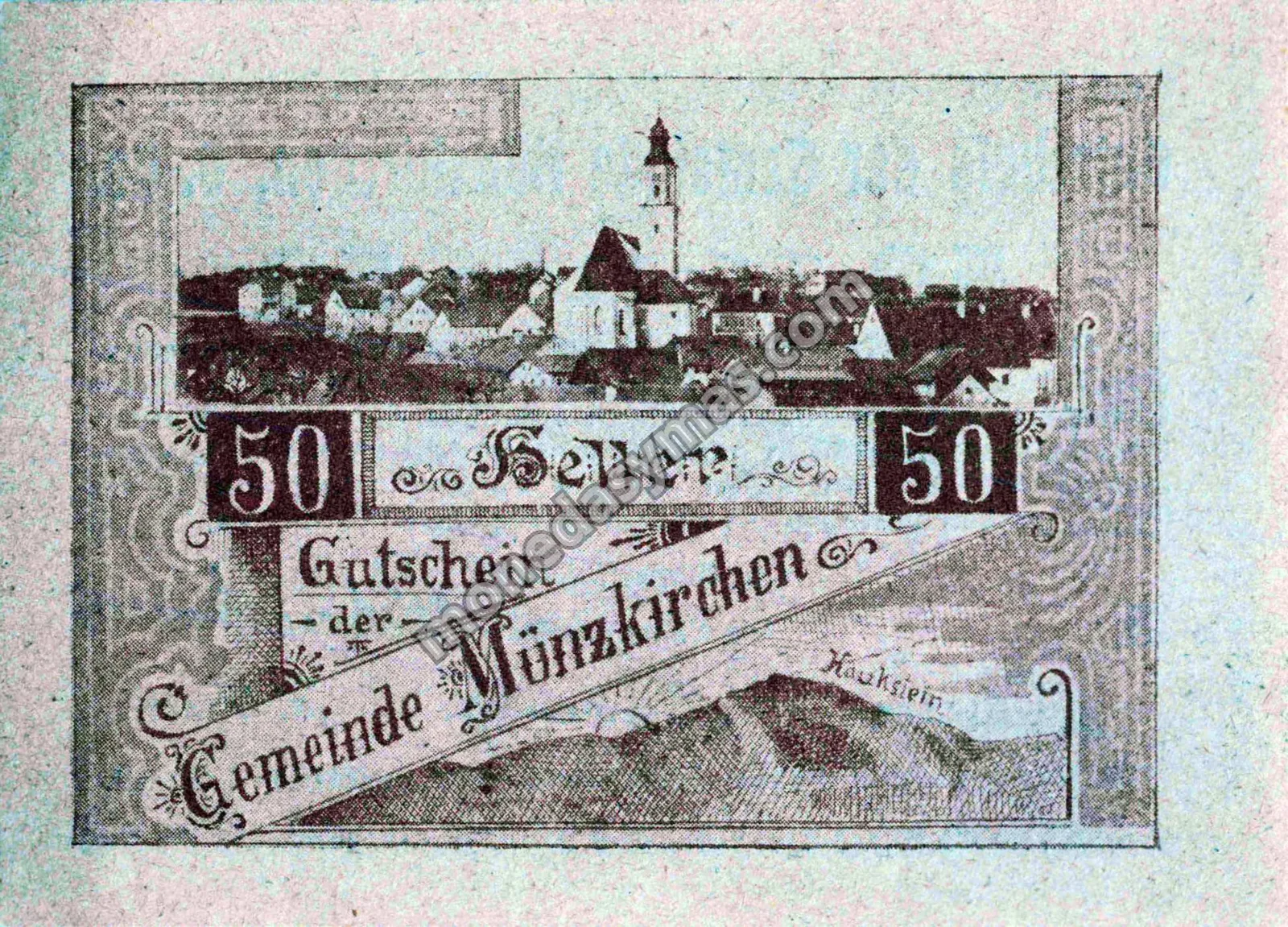 Austria Notgeld 50 Heller 1920 - Münzkirchen