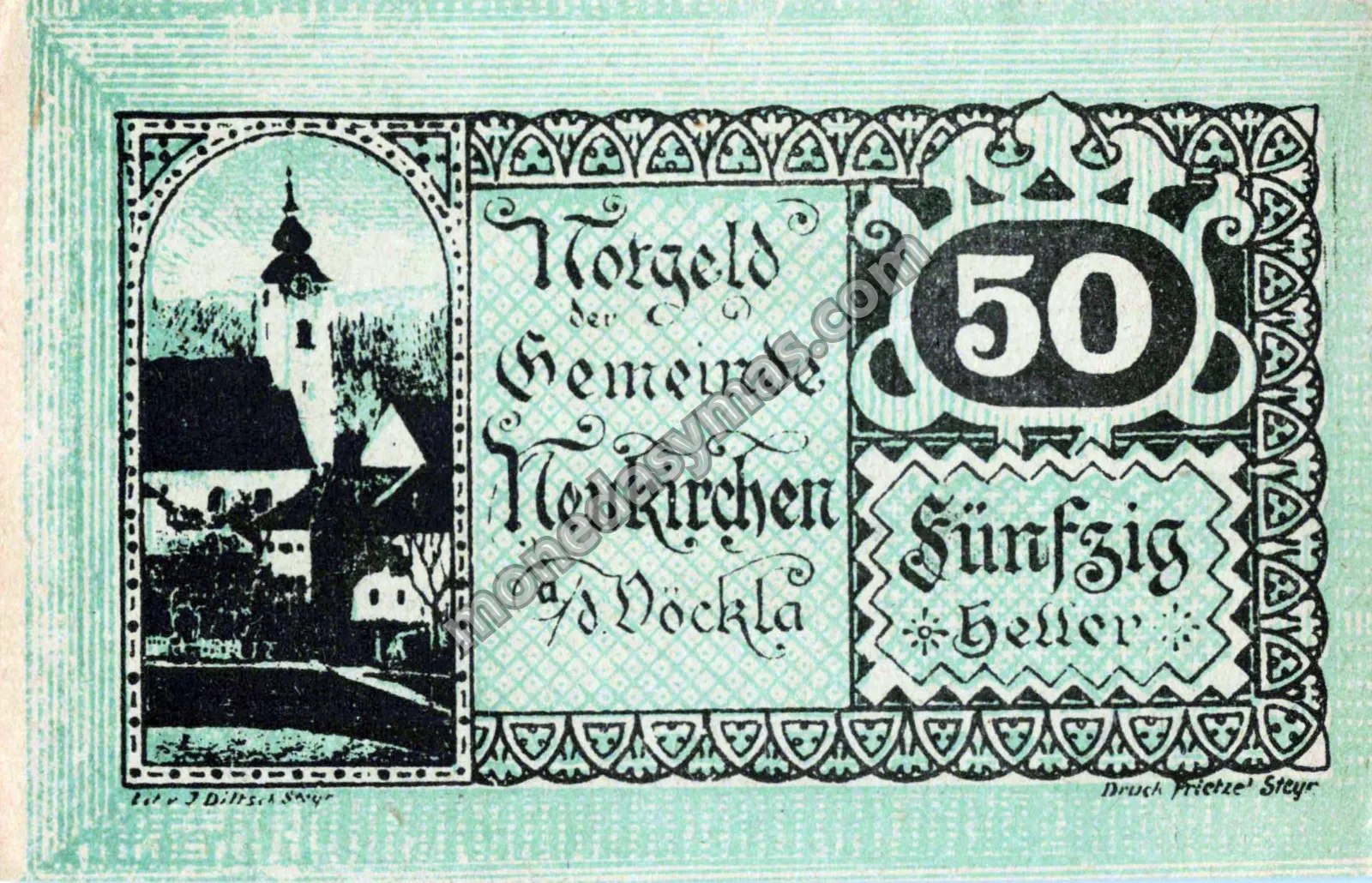Austria Notgeld 50 Heller 1920 - Neukirchen a. d. Vöckla / Brauerei Zipf (Verde)